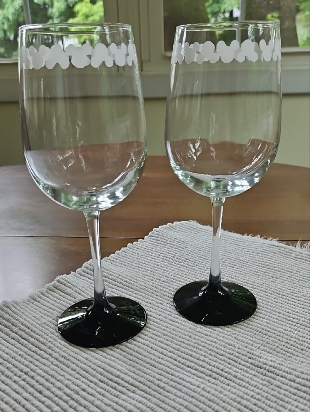 Disney White Mickey Pattern Stem Wine Glasses, Set of 2 - Picture 6 of 8